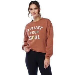 Spiritual Gangster Crewneck Trust Your Soul Raw Hem Yoga Activewear Sz L
